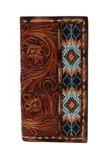 3D Belt Co 3D Hand Tooled Beaded Rodeo Wallet D250003908