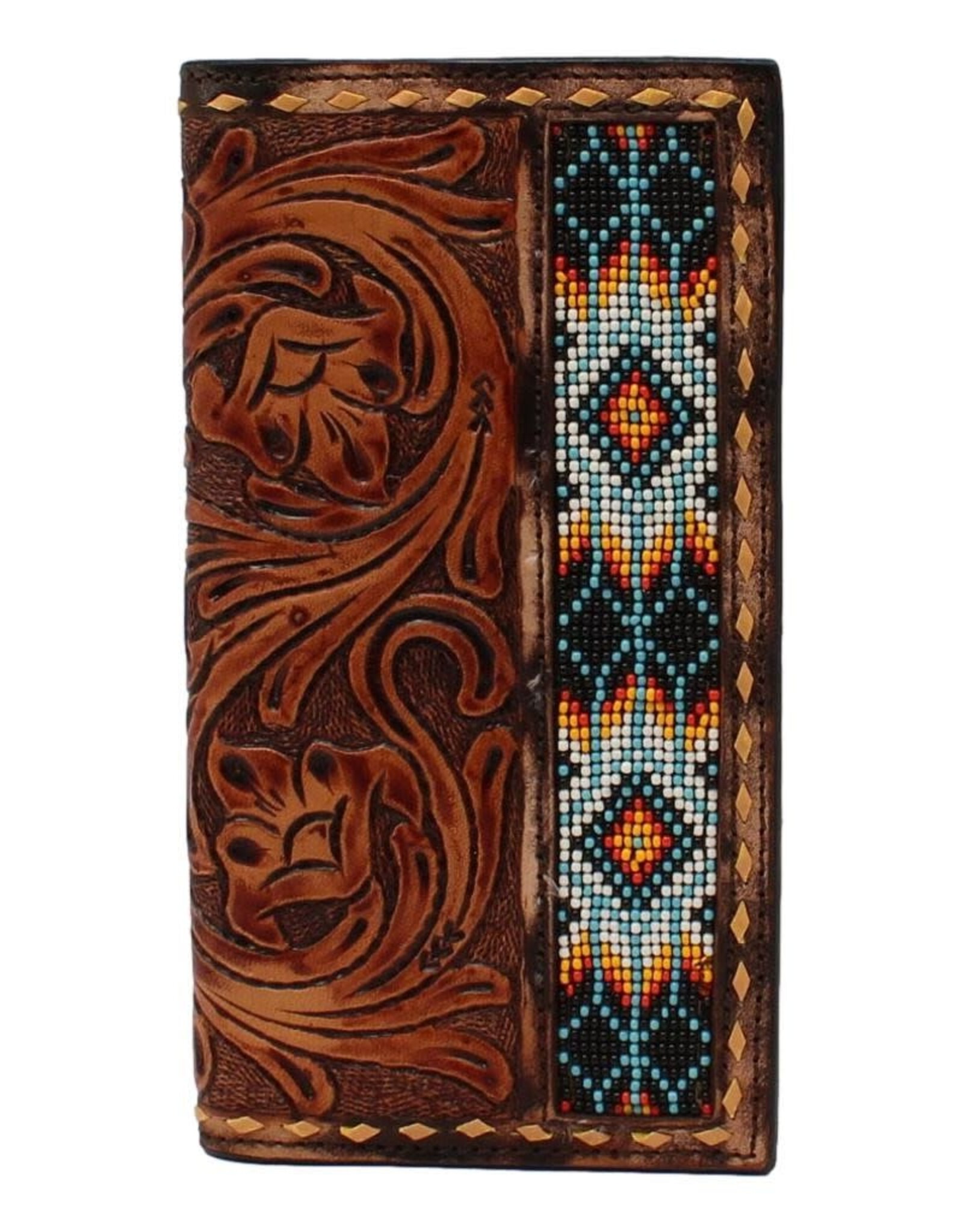 3D Belt Co 3D Hand Tooled Beaded Rodeo Wallet D250003908