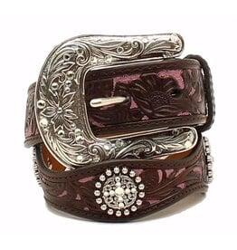 Ariat Ariat Girls Kids Brown Purple Inlay Concho Belt A1301802