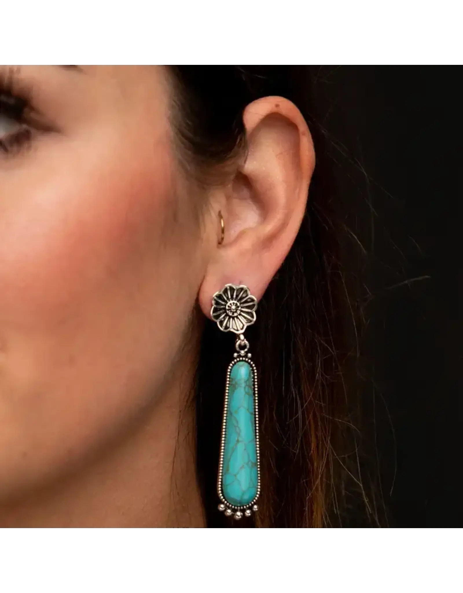 West & Co. West & Co. Turquoise Elongated Floral Earrings E805