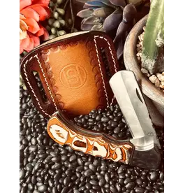 Circle SH Cutlery Circle SH Cutlery Bull Cutter CSH-GHFC2 Pakkawood Knife with Sheath