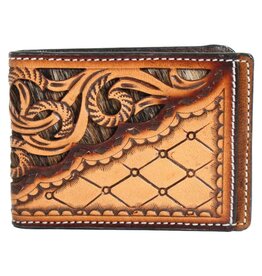 3D Belt Co 3D Leather Hair in Hide Inlay Trifold Wallet D250002908
