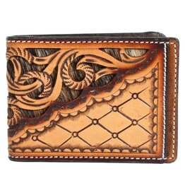 3D Leather Hair in Hide Inlay Trifold Wallet D250002908