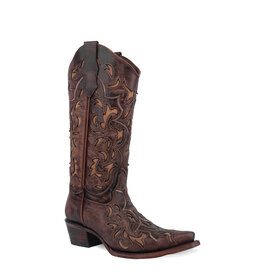 Circle G Ladies Shedron Copper Inlay Snip Toe Boots L6035