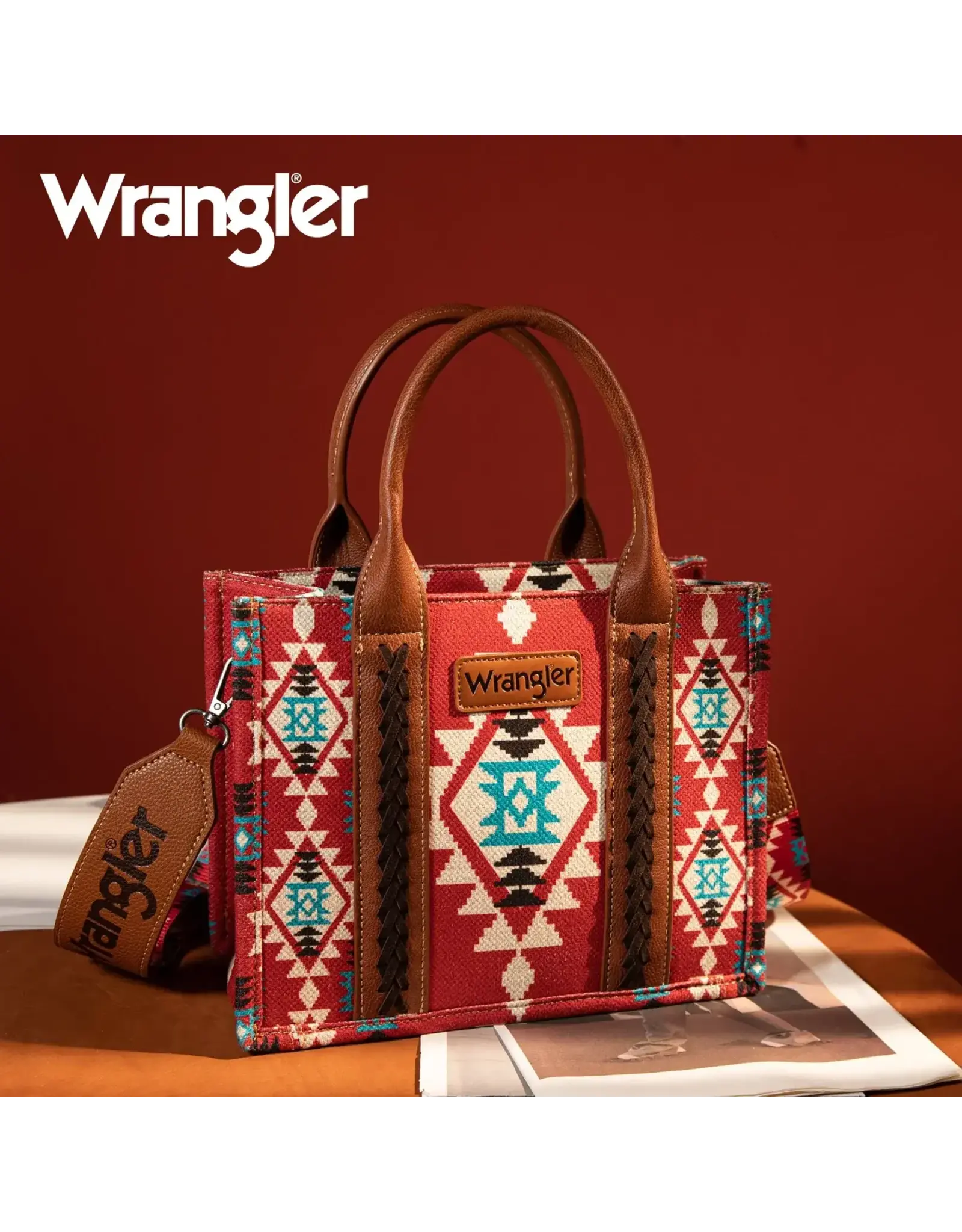 Wrangler Wrangler Aztec Print Tote Bag - Burgundy WG2203-8120SBDY