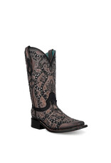Corral Ladies Black Copper Laser & Embroidered Western Boots C4046