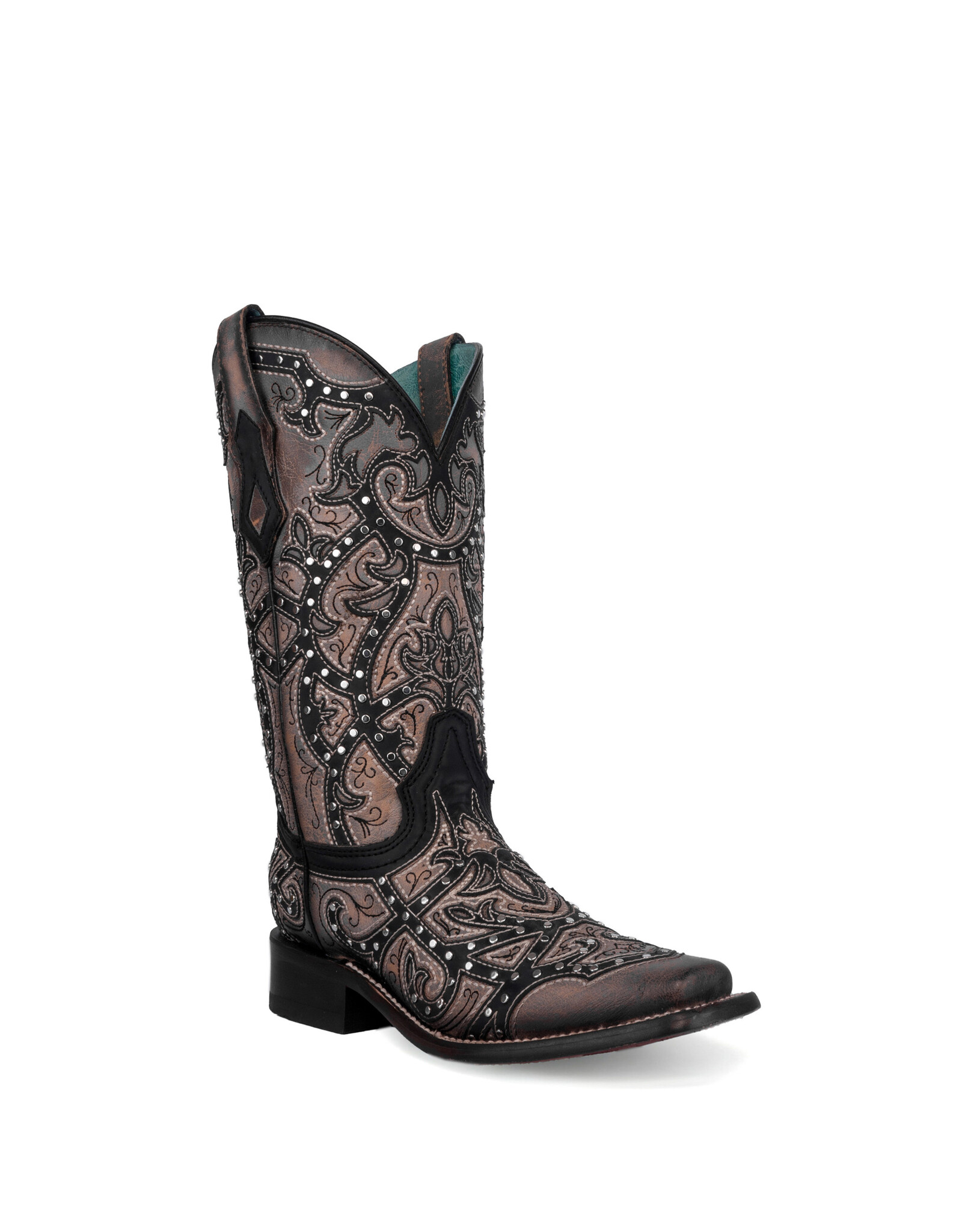 Corral Ladies Black Copper Laser & Embroidered Western Boots C4046