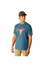 Ariat Mens Abilene Skull Steel Blue Heather 10051392 T-Shirt