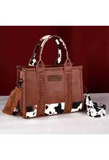 Wrangler Wrangler Concealed Carry Leather/Cow Print Tote Bag - Brown WG102-8120SBR
