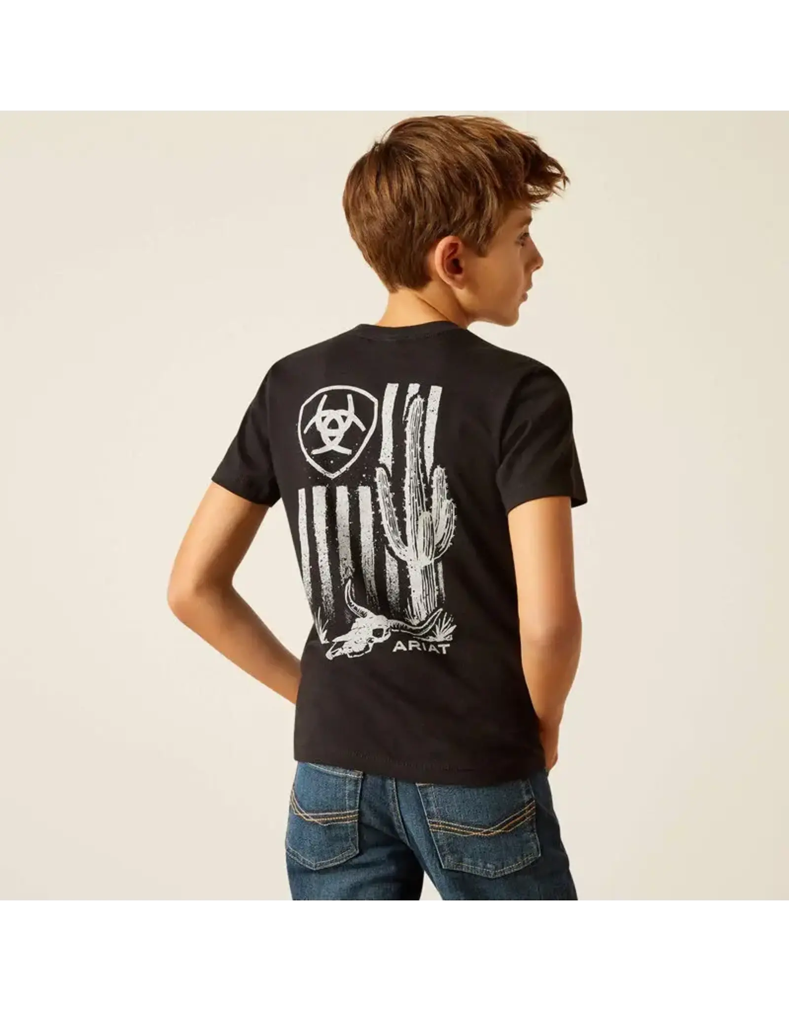 Ariat Boys Cactus Flag 10051434 Black T-Shirt