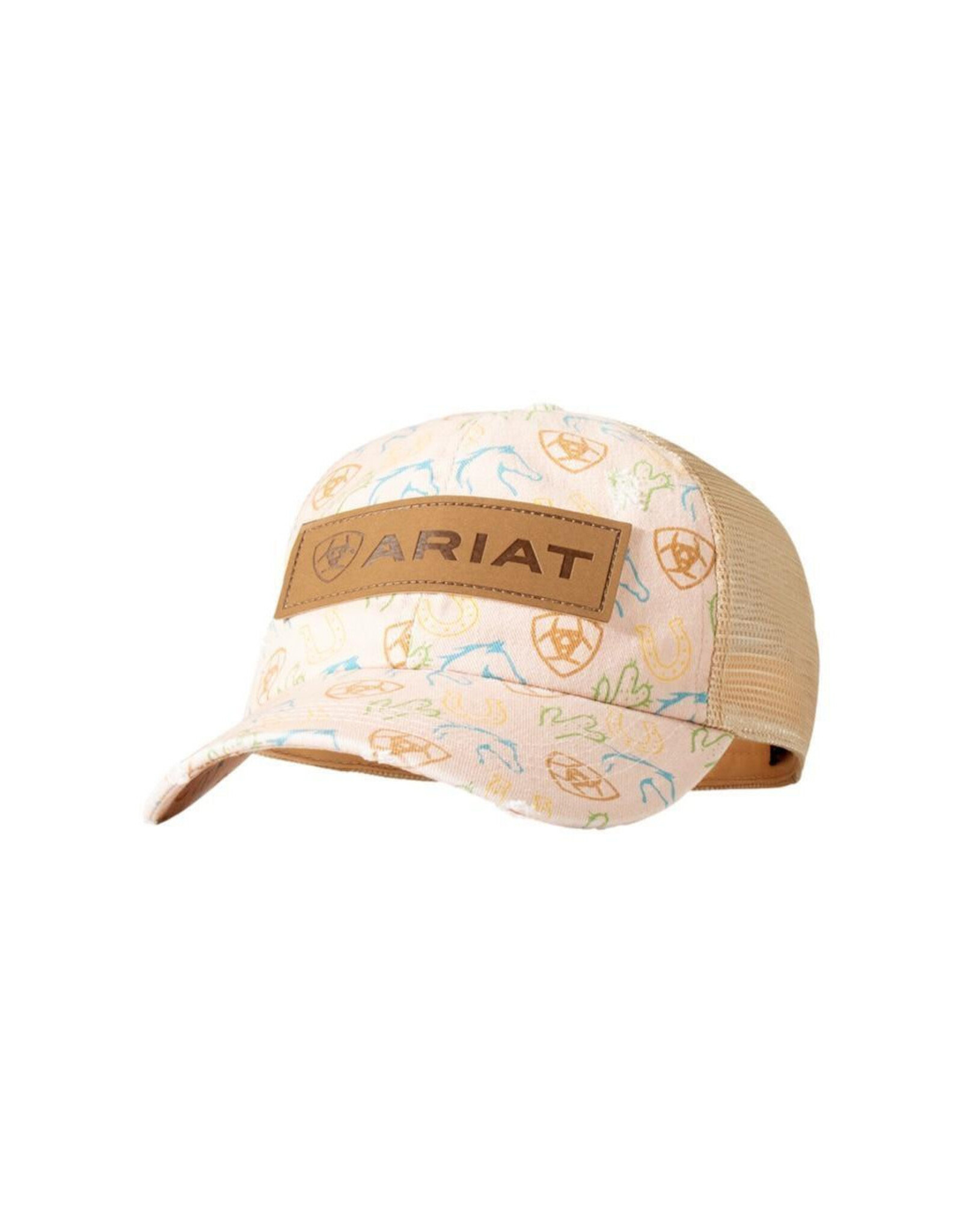 Ariat Ladies Peach Horse Head and Logo Print A300084930 Ball Cap