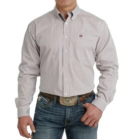 Cinch Men's Burgundy Striped MTW1105711 Long Sleeve Shirt