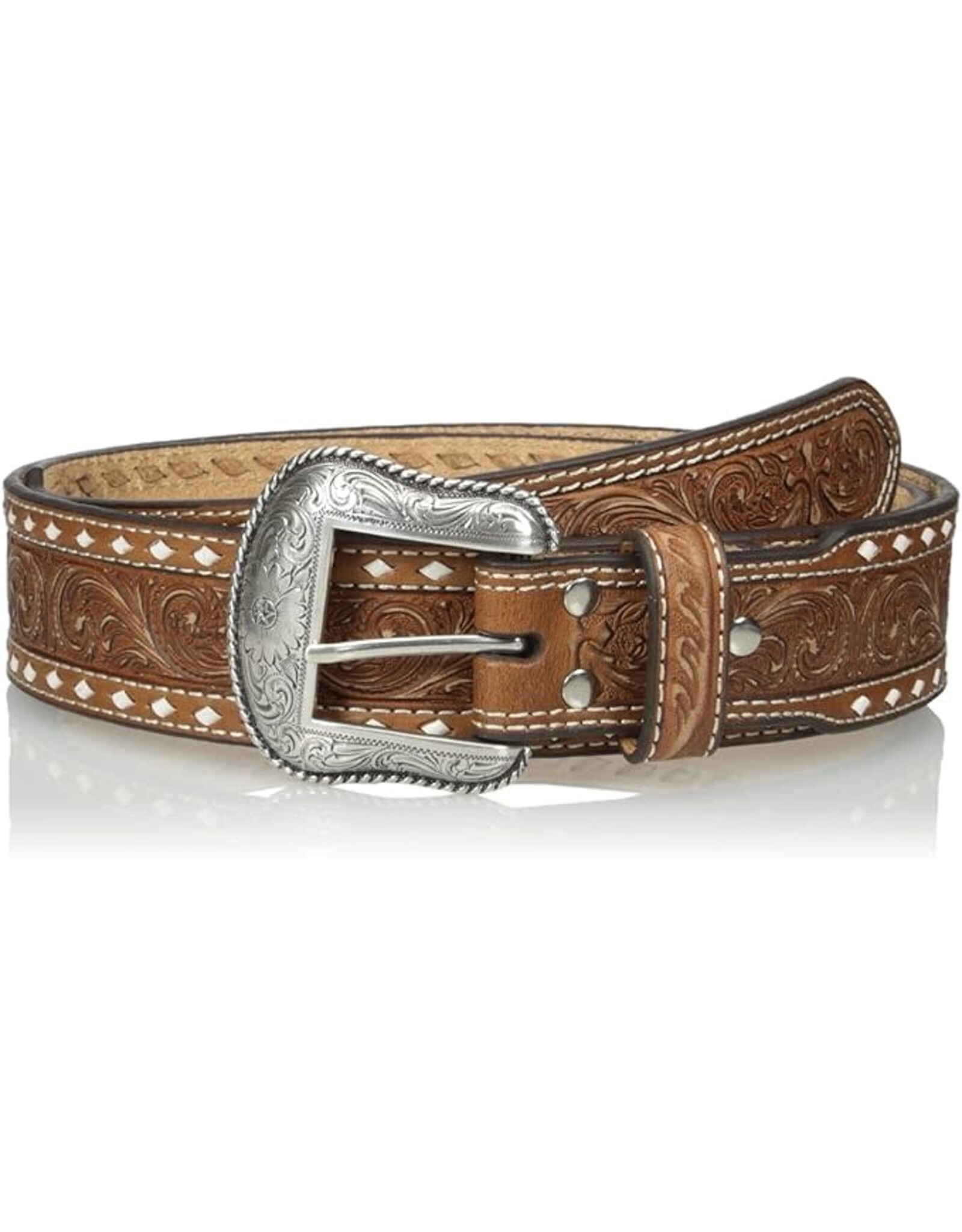 Nocona Nocona Ladies White Buckstitch Belt Sz 36 N2497802