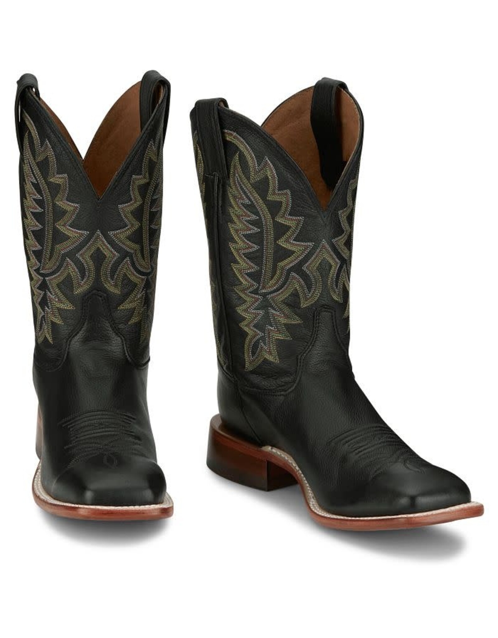 Justin Men's Poston Jet Black Cowhide BR387 Western Boots