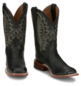 Justin Men's Poston Jet Black Cowhide BR387 Western Boots