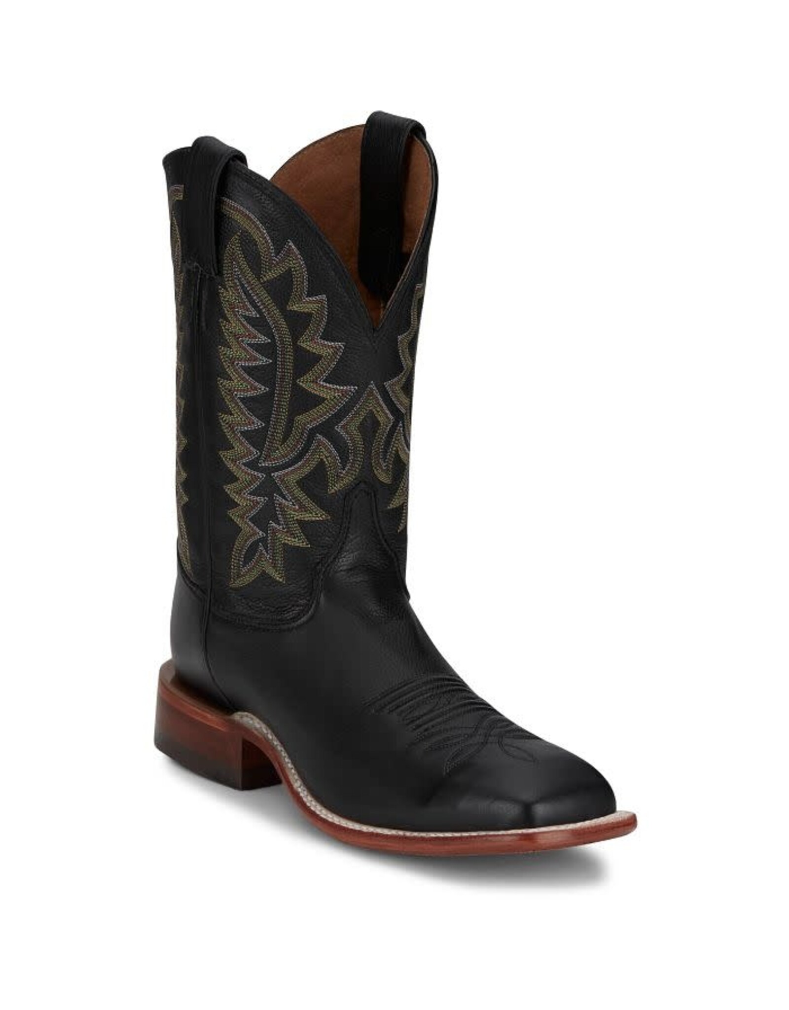 Justin Men's Poston Jet Black Cowhide BR387 Western Boots