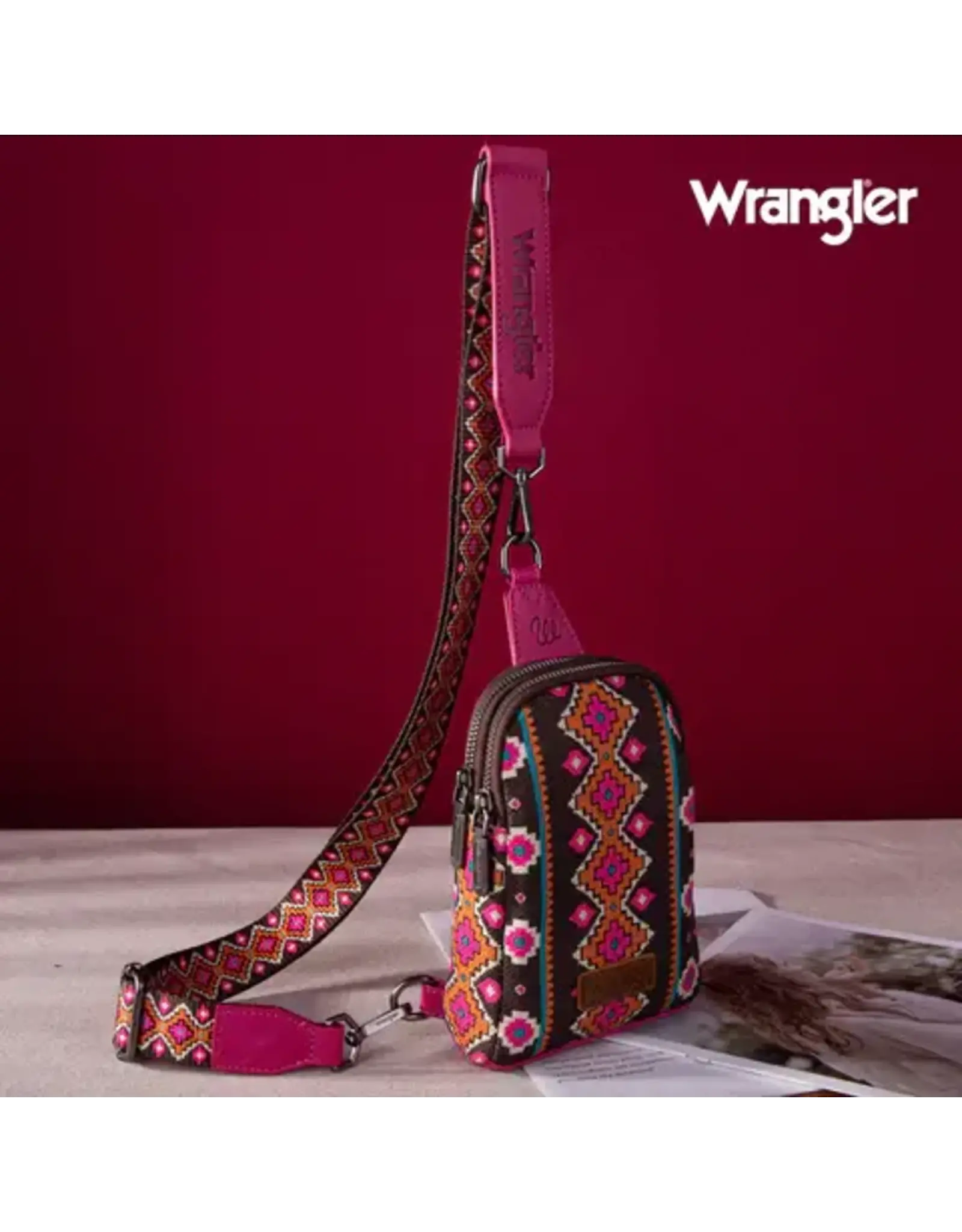 Wrangler Wrangler Hot Pink Aztec Small Crossbody Bag WG2205-210HPK