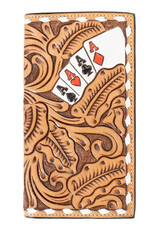 3D Belt Co 3D Hand Tooled and Painted Aces Rodeo Wallet D250010448