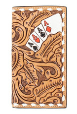 3D Hand Tooled and Painted Aces Rodeo Wallet D250010448