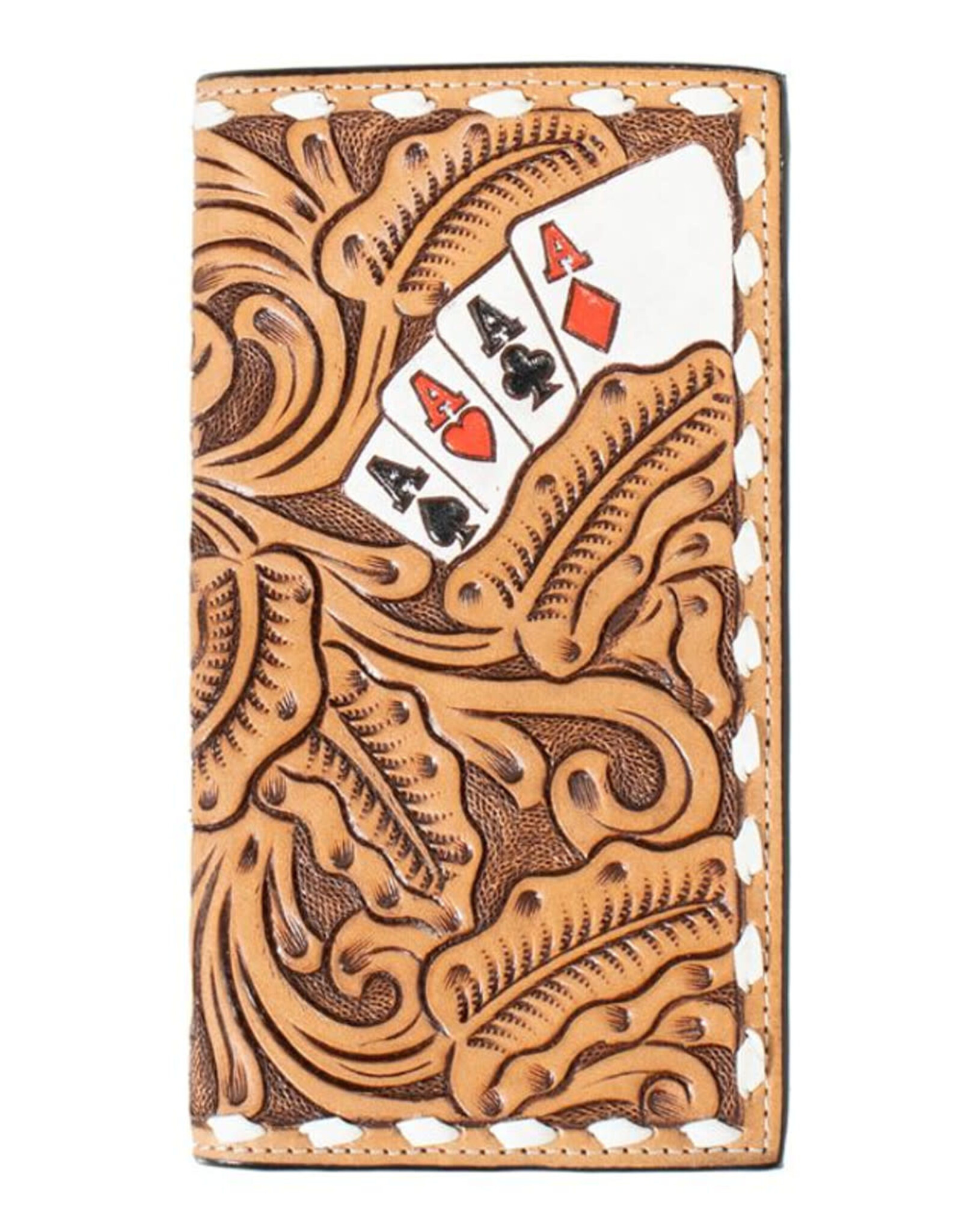 3D Belt Co 3D Hand Tooled and Painted Aces Rodeo Wallet D250010448