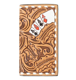 3D Belt Co 3D Hand Tooled and Painted Aces Rodeo Wallet D250010448