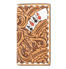 3D Hand Tooled and Painted Aces Rodeo Wallet D250010448
