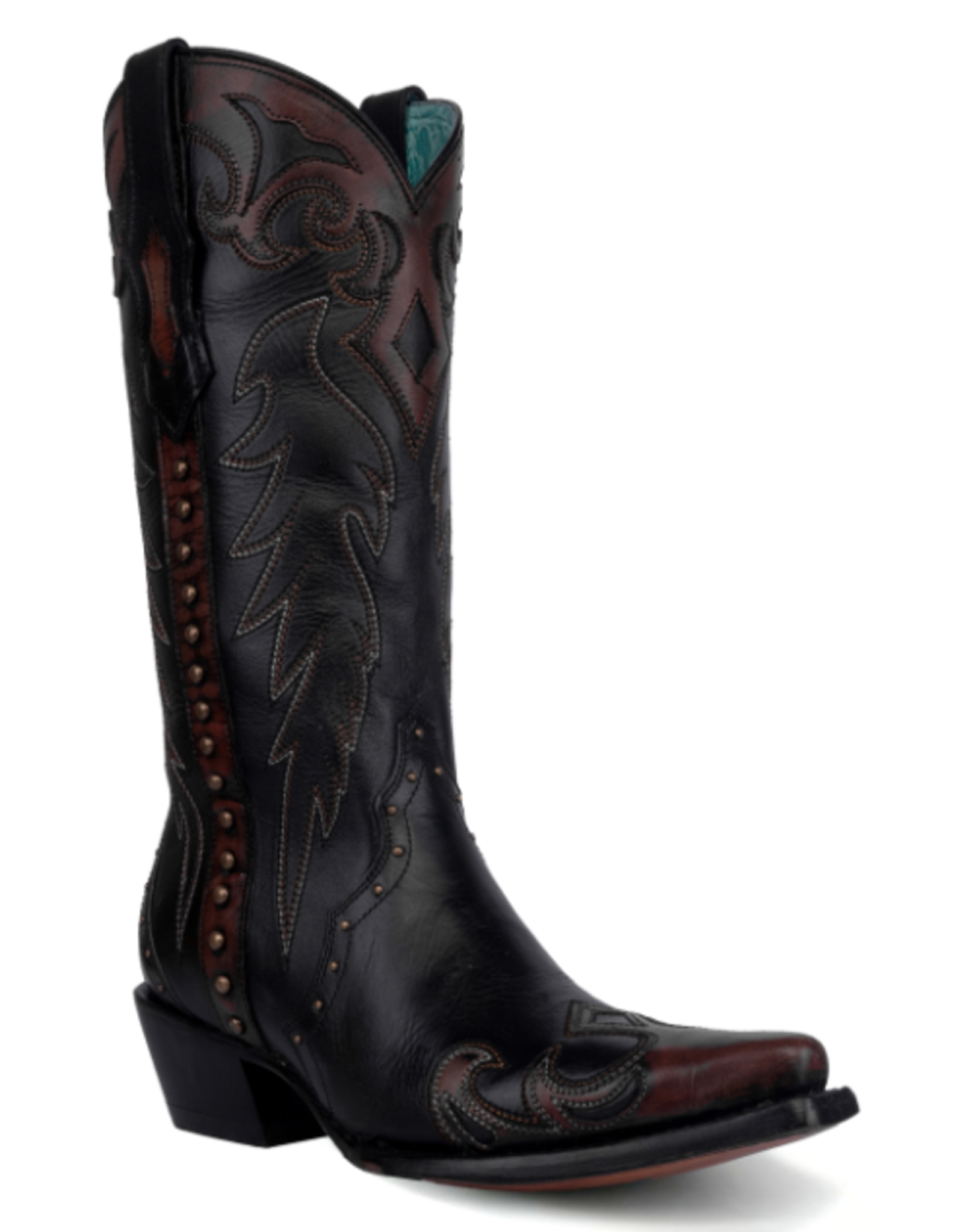 Corral Ladies Black/Cognac Embroidery & Studs F1352 Western Boots