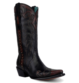 Corral Ladies Black/Cognac Embroidery & Studs F1352 Western Boots