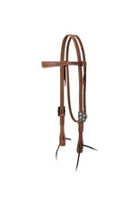 Weaver Premium Harness Leather Browband Headstall W/ Silver Floral Concho 10036-03-17