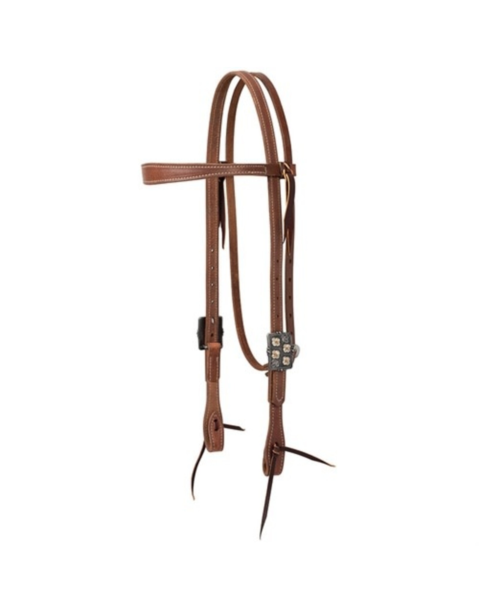 Weaver Premium Harness Leather Browband Headstall W/ Silver Floral Concho 10036-03-17