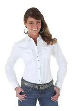 Wrangler Ladies Pearl Snap Long Sleeve Shirt LW1001W White