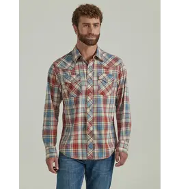 Wrangler Retro Men's Long Sleeve Snap Red/Blue Plaid 112346601 Western Shirt