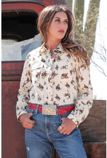 Cruel Girl Ladies Vintage Bucking Horse Print CTW7449002 Long Sleeve Shirt