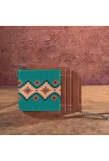 Wrangler Wrangler Southwestern Art Print  Mini Zip Card Case WG2203-W005 Turquoise
