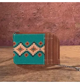 Wrangler Wrangler Southwestern Art Print  Mini Zip Card Case WG2203-W005 Turquoise