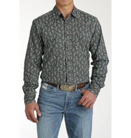 Cinch Mens Charcoal Mint Paisley Modern Fit MTW1301074 Long Sleeve Western Shirt