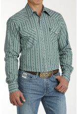 Cinch Men's Teal Green Print MTW1303076 Modern Fit Long Sleeve Shirt