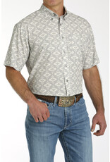 Cinch Men's Dove Grey Aztec MTW1704135 Arena Flex Short Sleeve Shirt