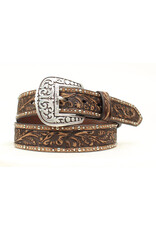 Nocona Ariat Men's Dark Brown Tooled w/ Nails Belt A1513802
