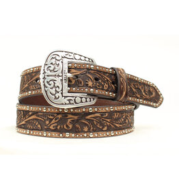 Nocona Ariat Men's Dark Brown Tooled w/ Nails Belt A1513802