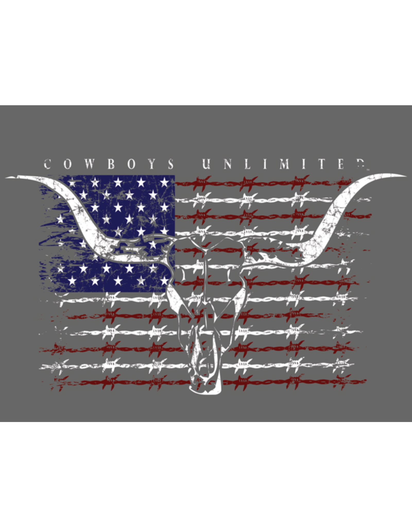 Cowboys Unlimited Cowboys Unltd Men's "Barbwire Flag" CB-1643 Athletic Grey T-Shirt