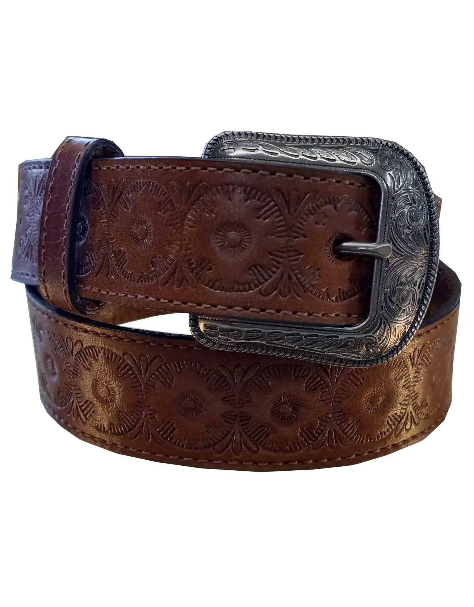 Heritage Leather Heritage Leathers Ladies 1.5" Cognac Tooled Belt 4232