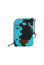 Wrangler Wrangler Turquoise Cowprint Mini Zip Card Case WG133-W005TQ