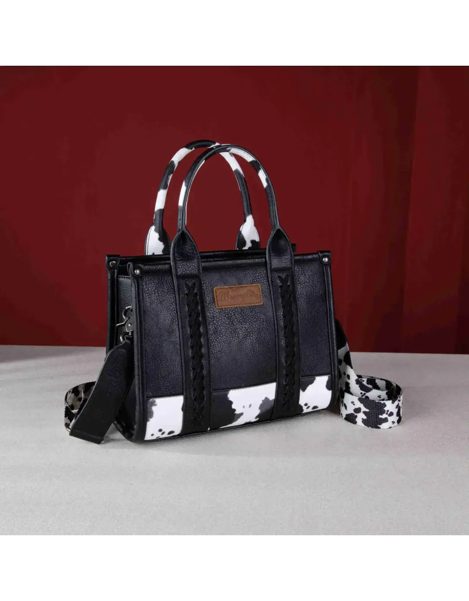 Wrangler Wrangler Black Cow Print Trim Tote Bag WG102-8120SBK