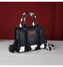 Wrangler Wrangler Black Cow Print Trim Tote Bag WG102-8120SBK