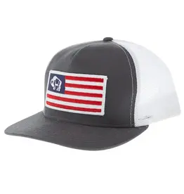 Hooey Hooey American Made Cap Co Buffalo Flag 5-Panel 9711T-GYWH Trucker Hat