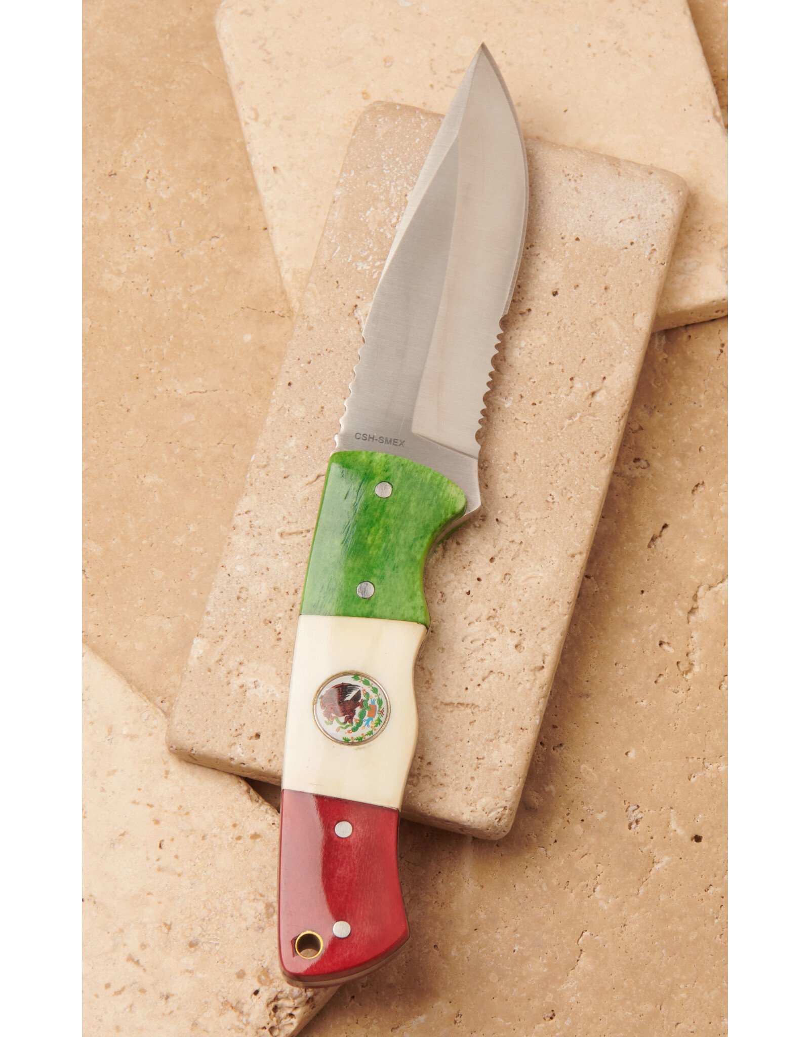 Circle SH Cutlery Circle SH Cutlery Mexican Flag Handle Knife with Sheath CSH-SMEX
