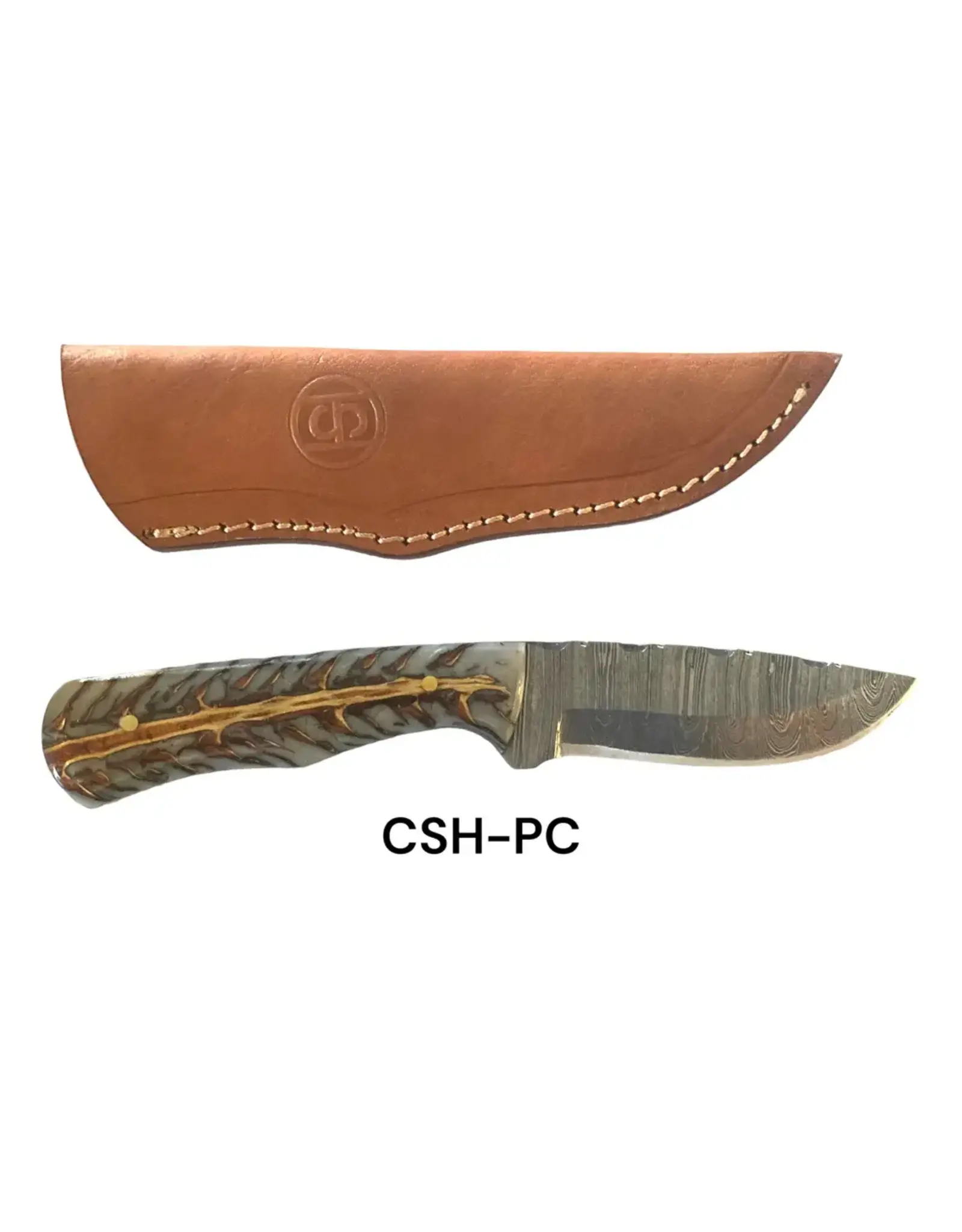 Circle SH Cutlery Circle SH Cutlery Damascus Blade w/Pinecone Handle Knife with Sheath CSH-PC