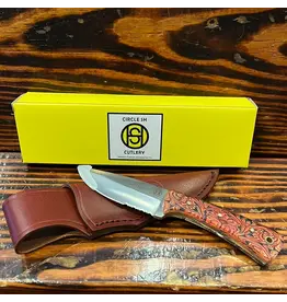 Twisted X Circle SH Cutlery OK-LTHR3 Leather Print Handle Knife with Sheath