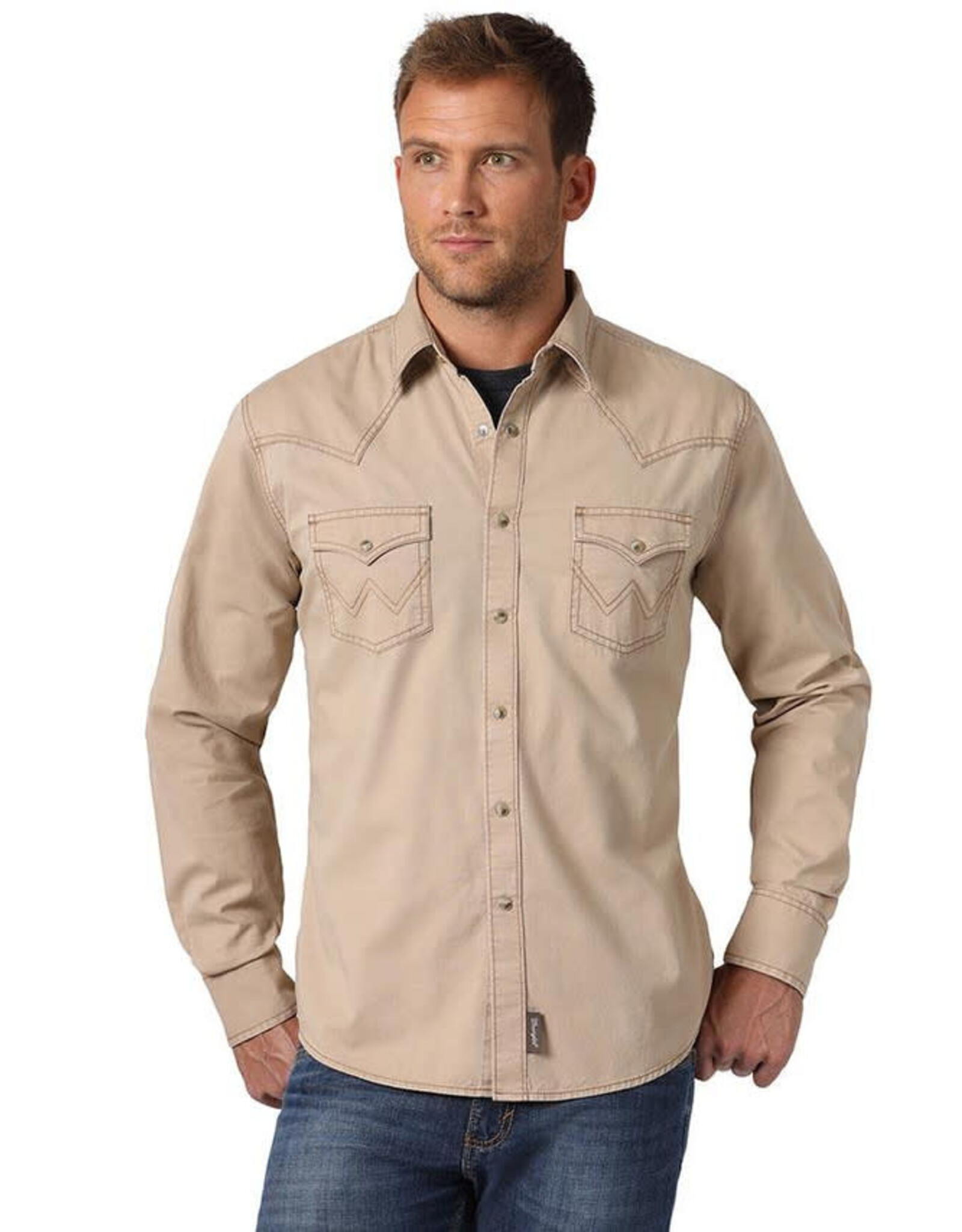 Wrangler Wrangler Retro Mens Premium Long Sleeve MVR502T Tan Snap Shirt